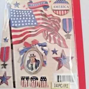 K & Company American Flag Grand Adhesions 555051 for Scrapbooking